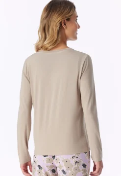 Shirt langarm V-Ausschnitt bright taupe - Mix+Relax