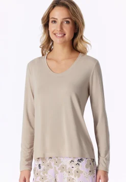 Shirt langarm V-Ausschnitt bright taupe - Mix+Relax