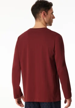 Shirt langarm V-Ausschnitt burgund - Mix+Relax
