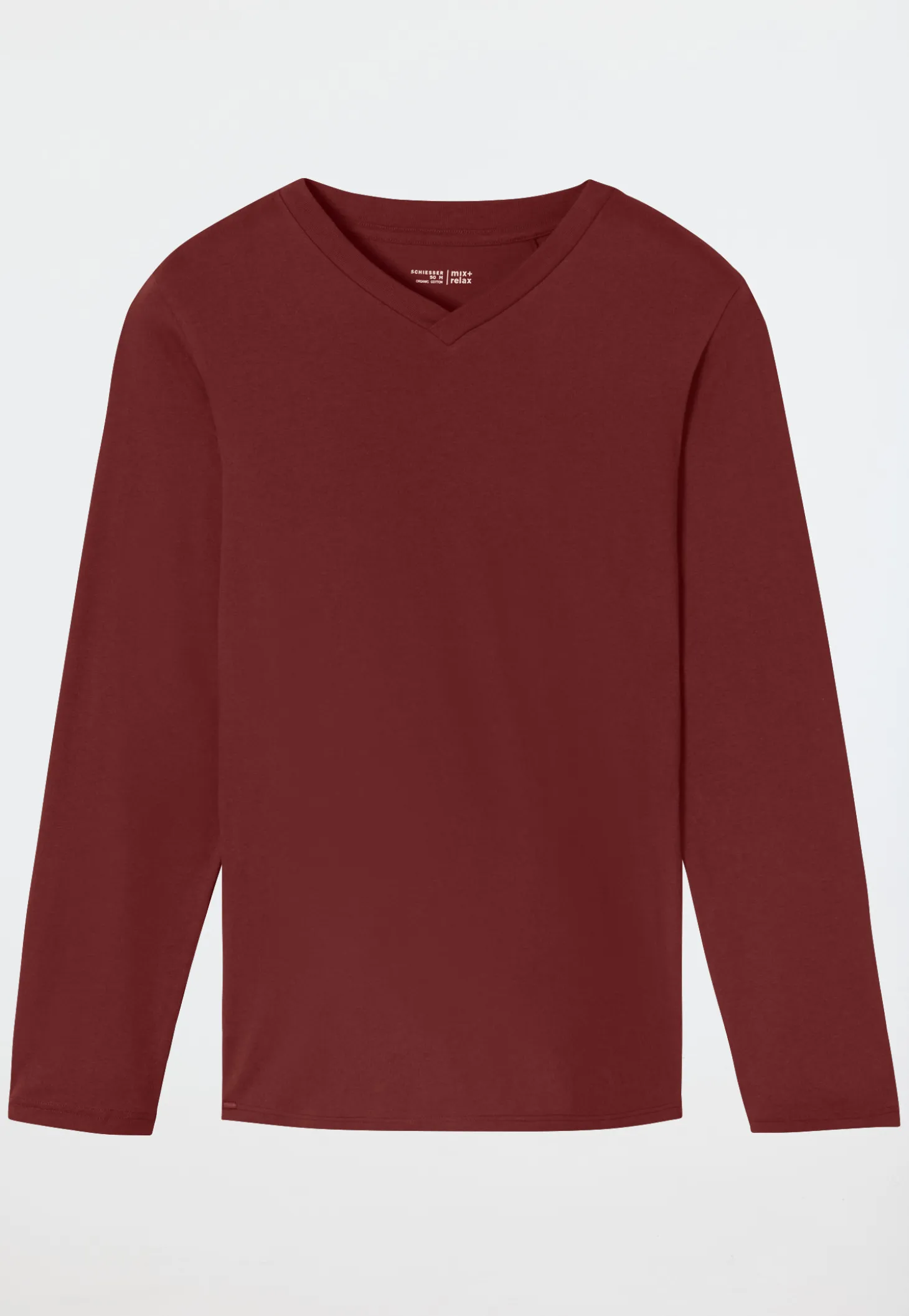 Shirt langarm V-Ausschnitt burgund - Mix+Relax