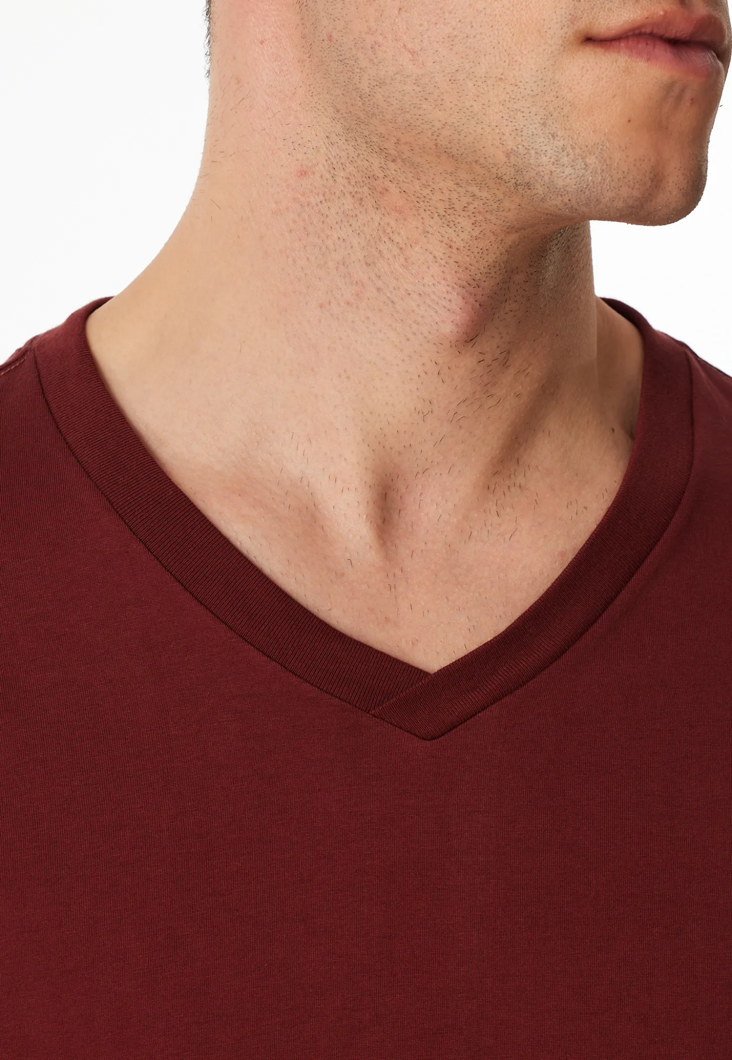 Shirt langarm V-Ausschnitt burgund - Mix+Relax