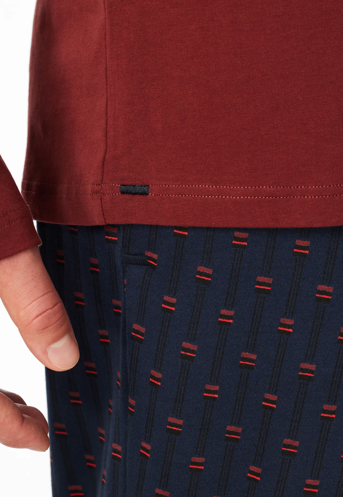 Shirt langarm V-Ausschnitt burgund - Mix+Relax