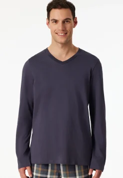 Shirt langarm V-Ausschnitt graphit - Mix+Relax