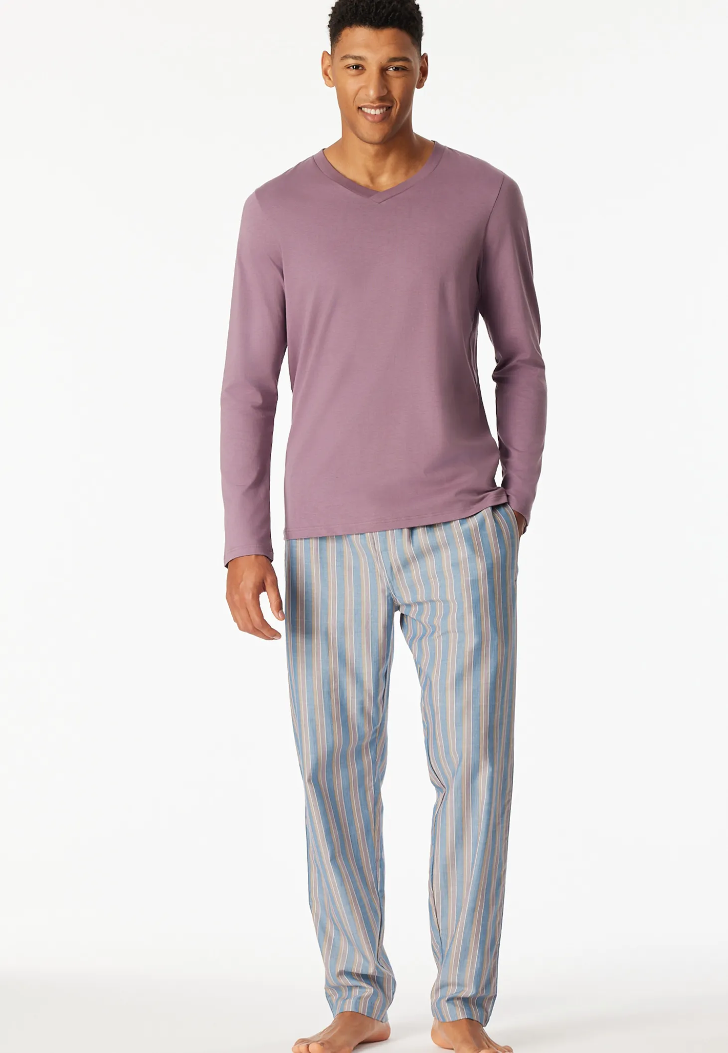 Shirt langarm V-Ausschnitt lila - Mix+Relax