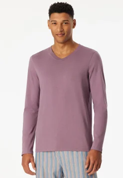 Shirt langarm V-Ausschnitt lila - Mix+Relax