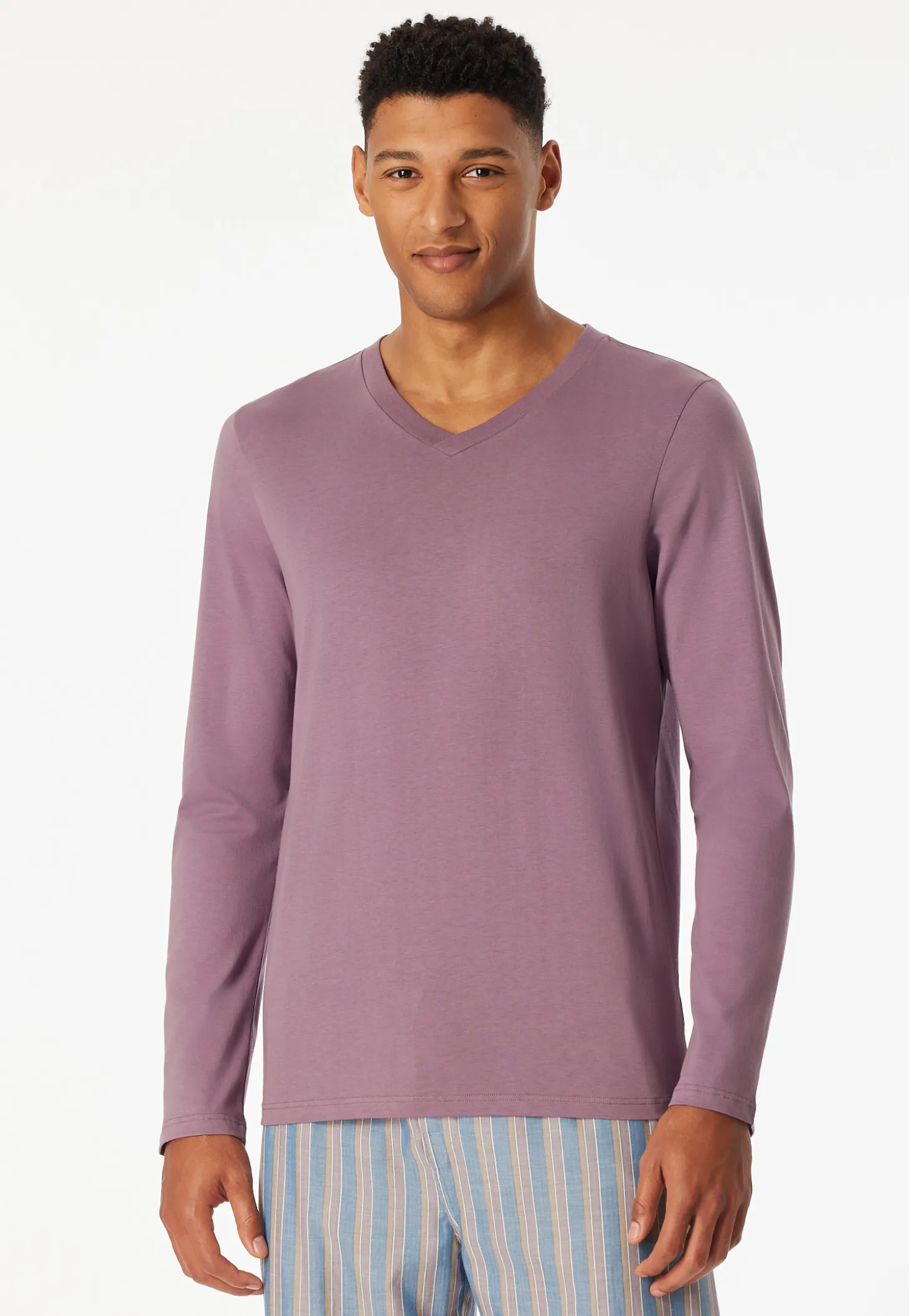 Shirt langarm V-Ausschnitt lila - Mix+Relax