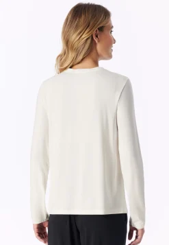 Shirt langarm V-Ausschnitt naturweiß - Mix+Relax