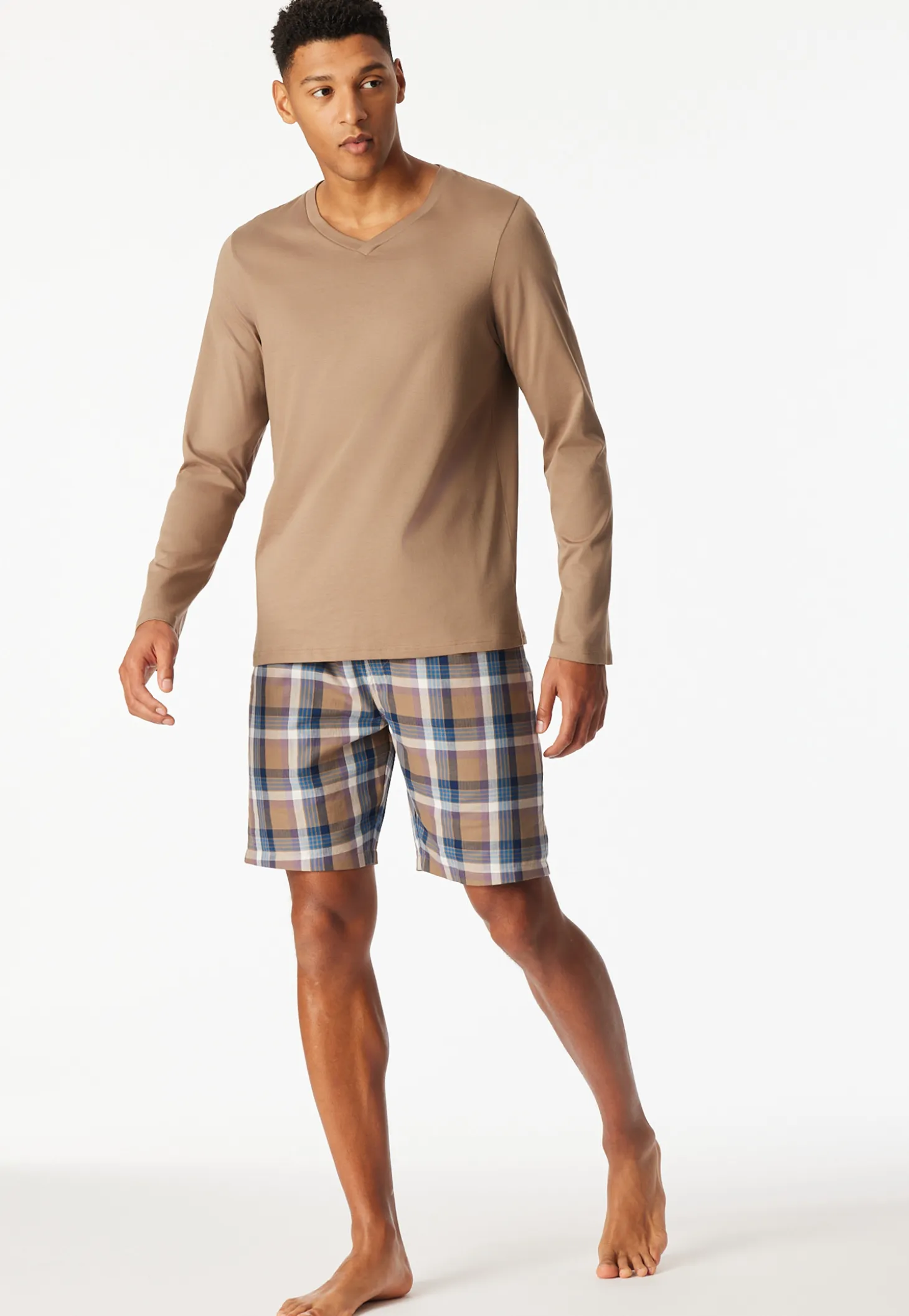 Shirt langarm V-Ausschnitt nougat - Mix+Relax