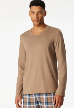 Shirt langarm V-Ausschnitt nougat - Mix+Relax