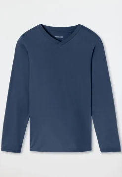 Shirt langarm V-Ausschnitt royal - Mix+Relax