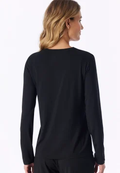 Shirt langarm V-Ausschnitt schwarz - Mix+Relax