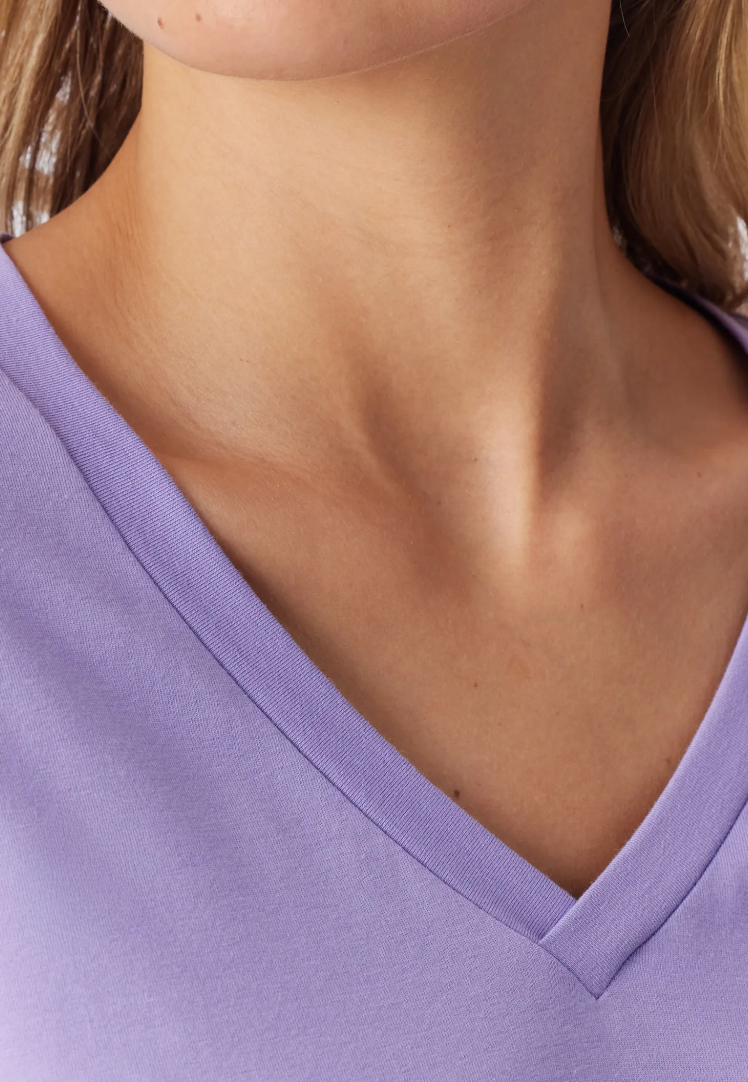 Shirt langarm V-Ausschnitt zartlila - Mix+Relax