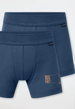 Shorts 2er-Pack Nashorn blau - Fine Rib