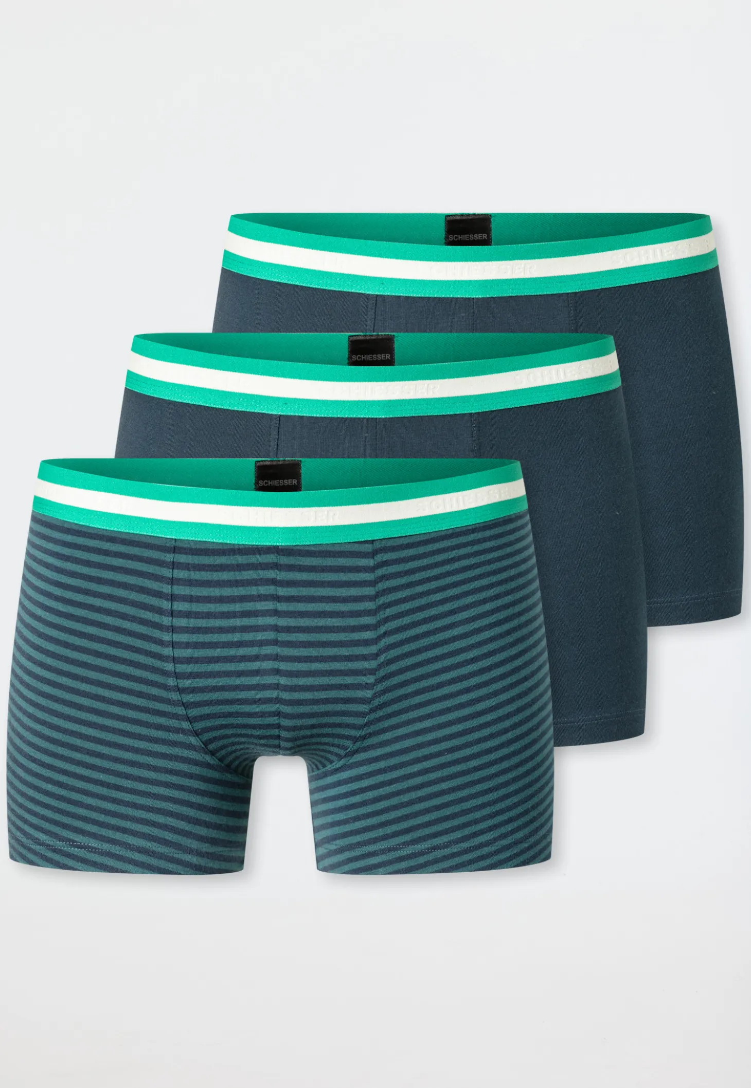 Shorts 3er-Pack Ringel dunkelblau/ grün - 95/5