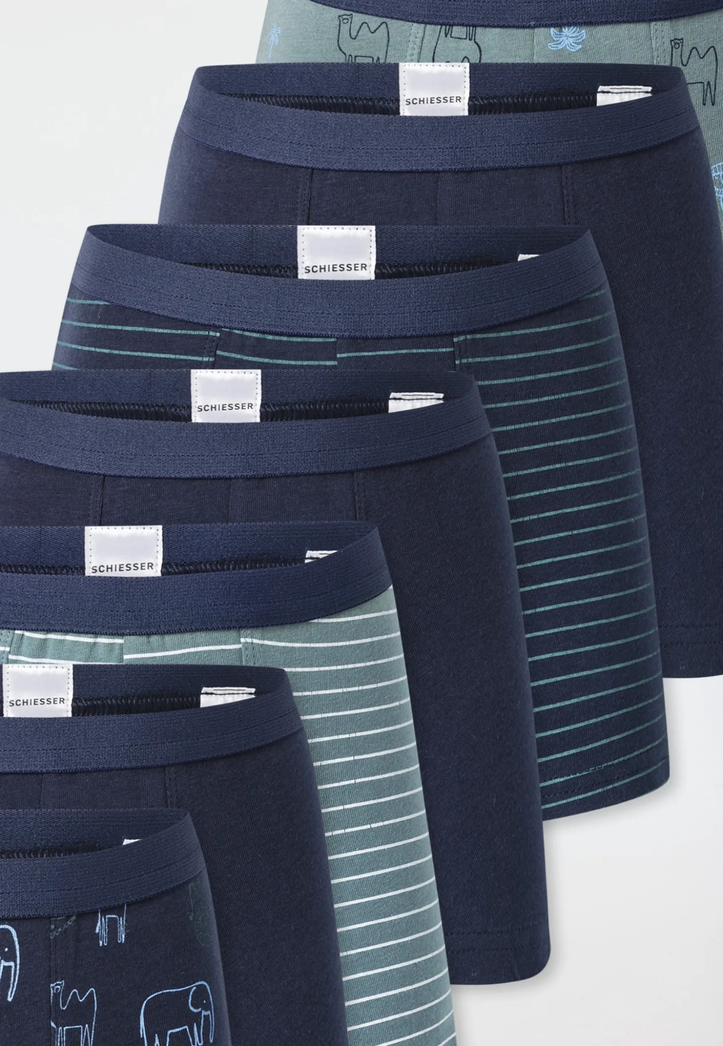 Shorts 7er-Pack Ringel Safari-Tiere mehrfarbig - 95/5