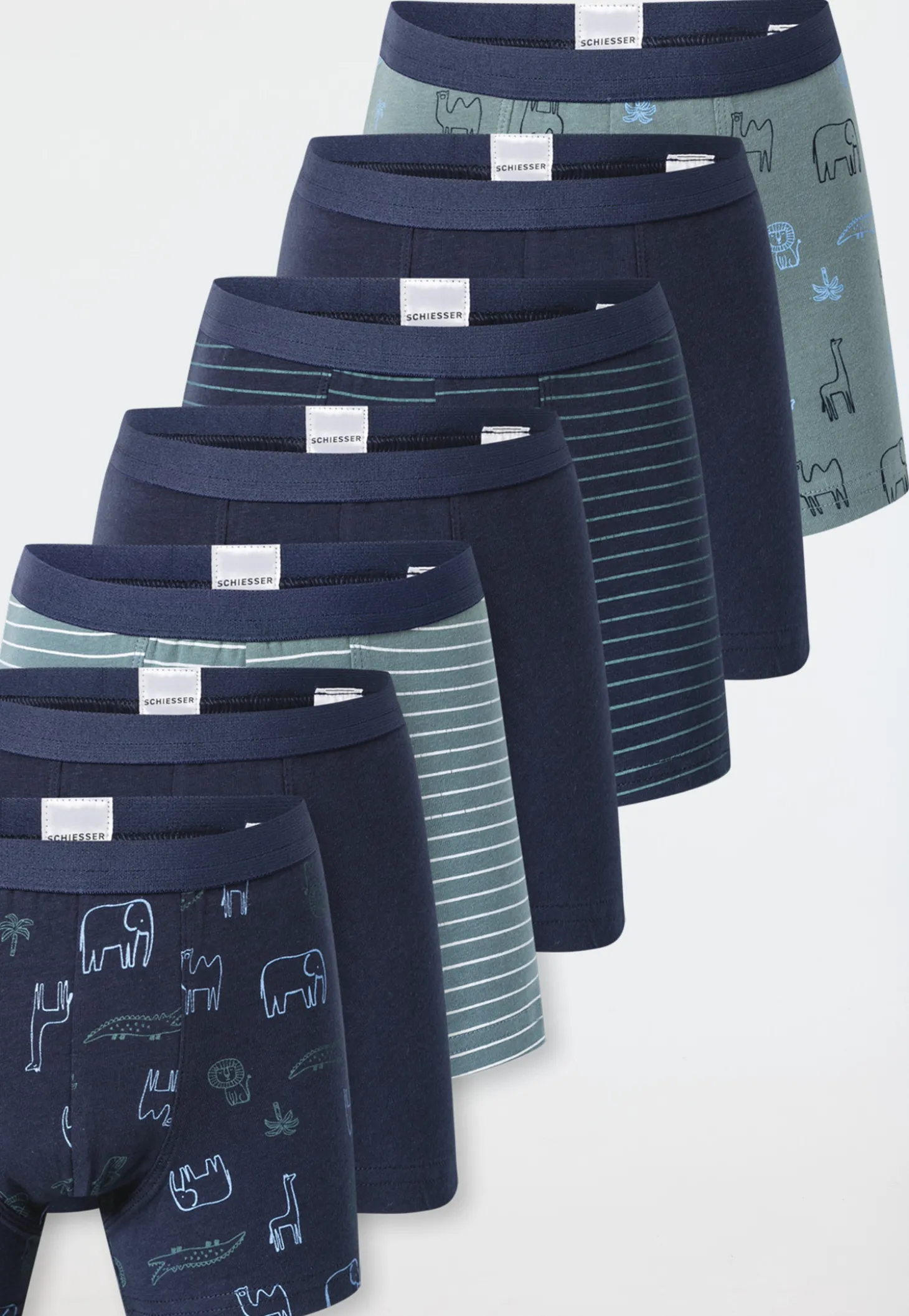 Shorts 7er-Pack Ringel Safari-Tiere mehrfarbig - 95/5