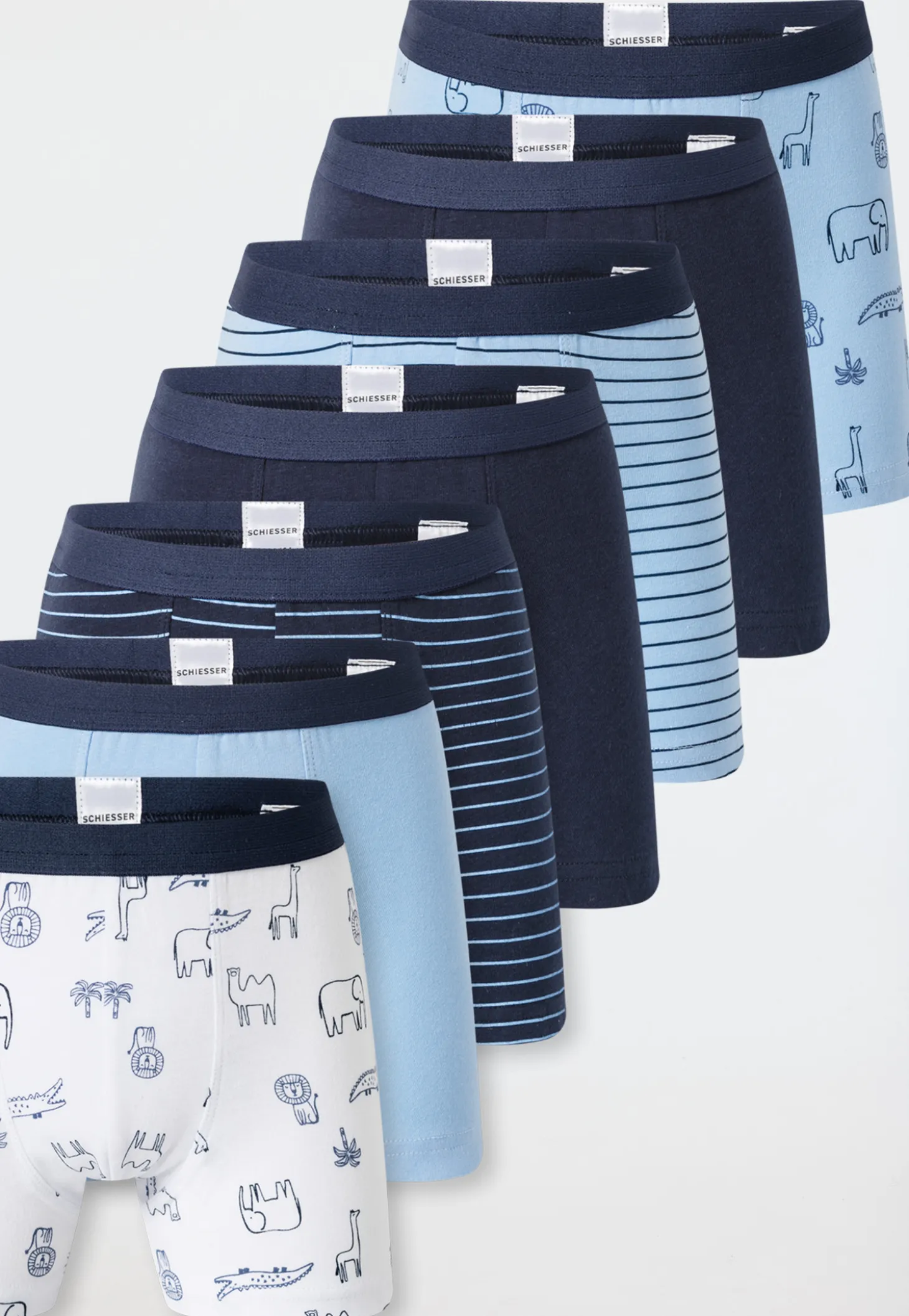 Shorts 7er-Pack Ringel Safari-Tiere mehrfarbig - 95/5