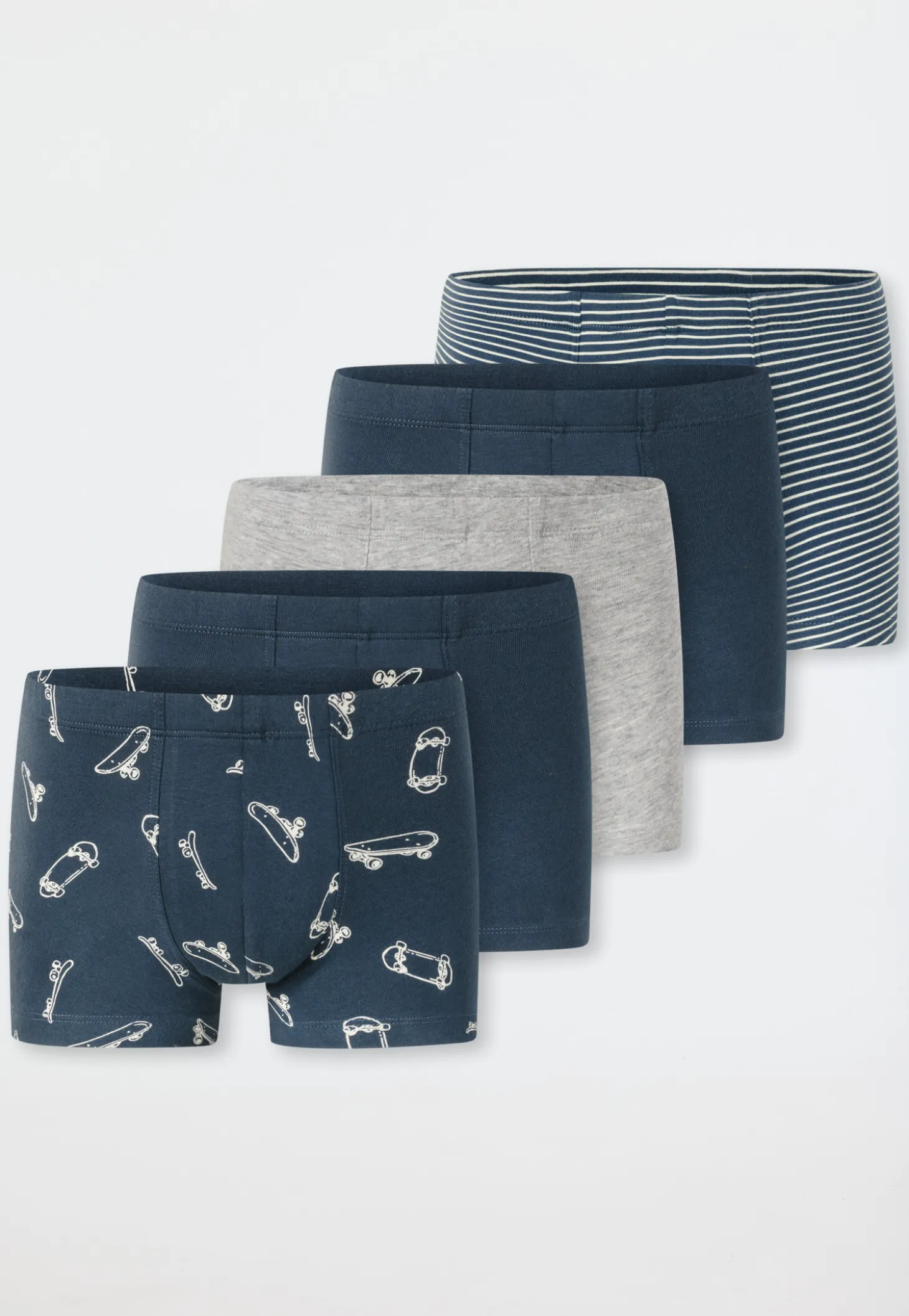 Shorts 5er-Pack Ringel Skateboards blau/ graumeliert - 95/5