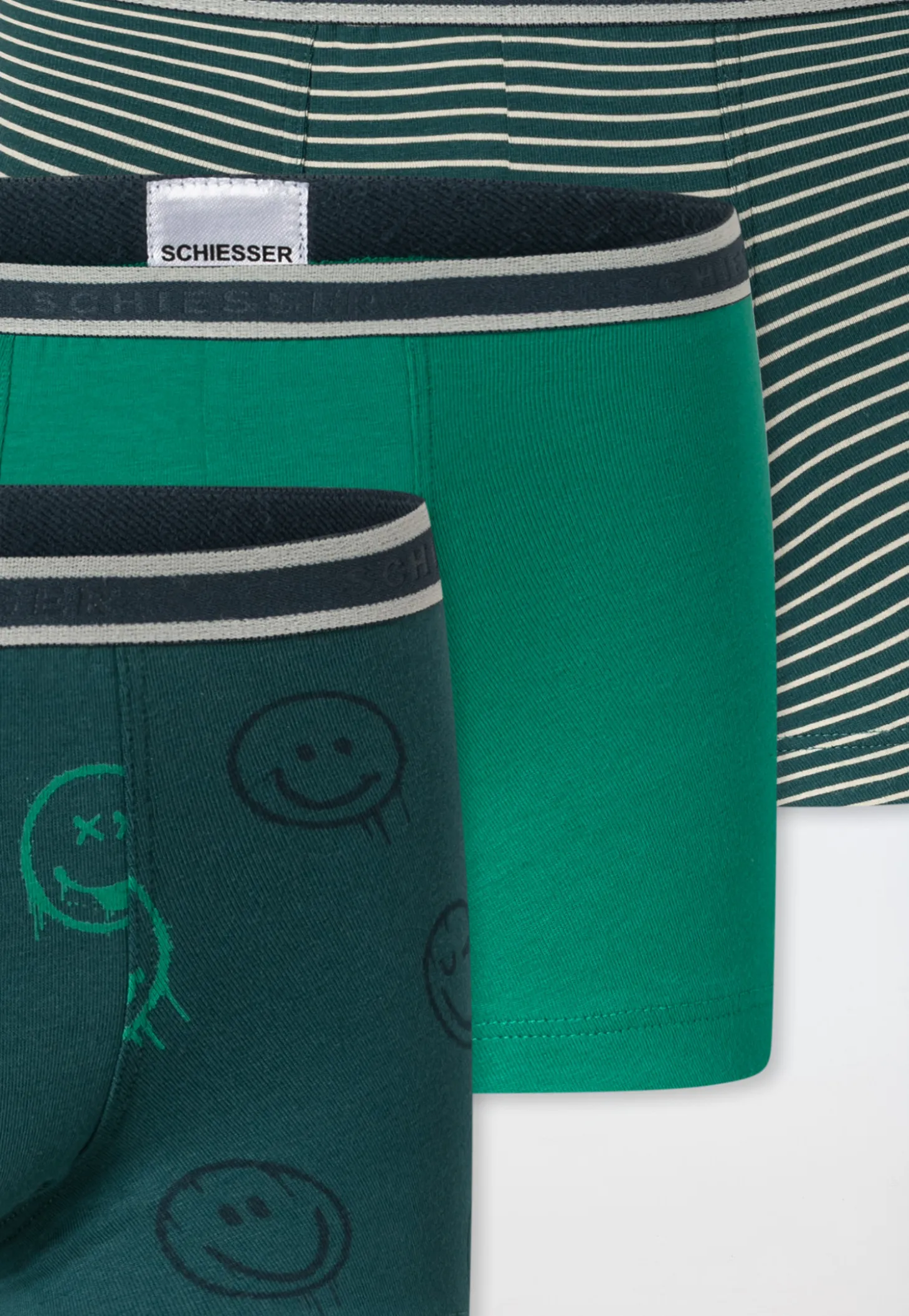 Shorts 3er-Pack Ringel Smileys grün - 95/5
