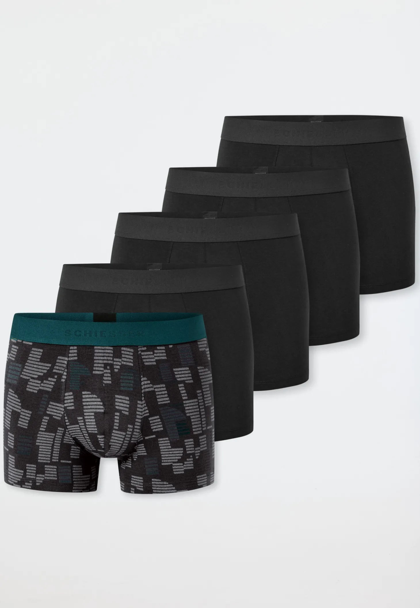 Shorts 5er-Pack schwarz/ grün gemustert - 95/5