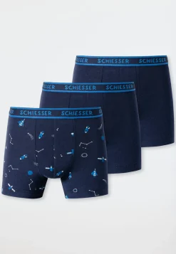 Shorts 3er-Pack Webgummibund blau/Rakete - 95/5