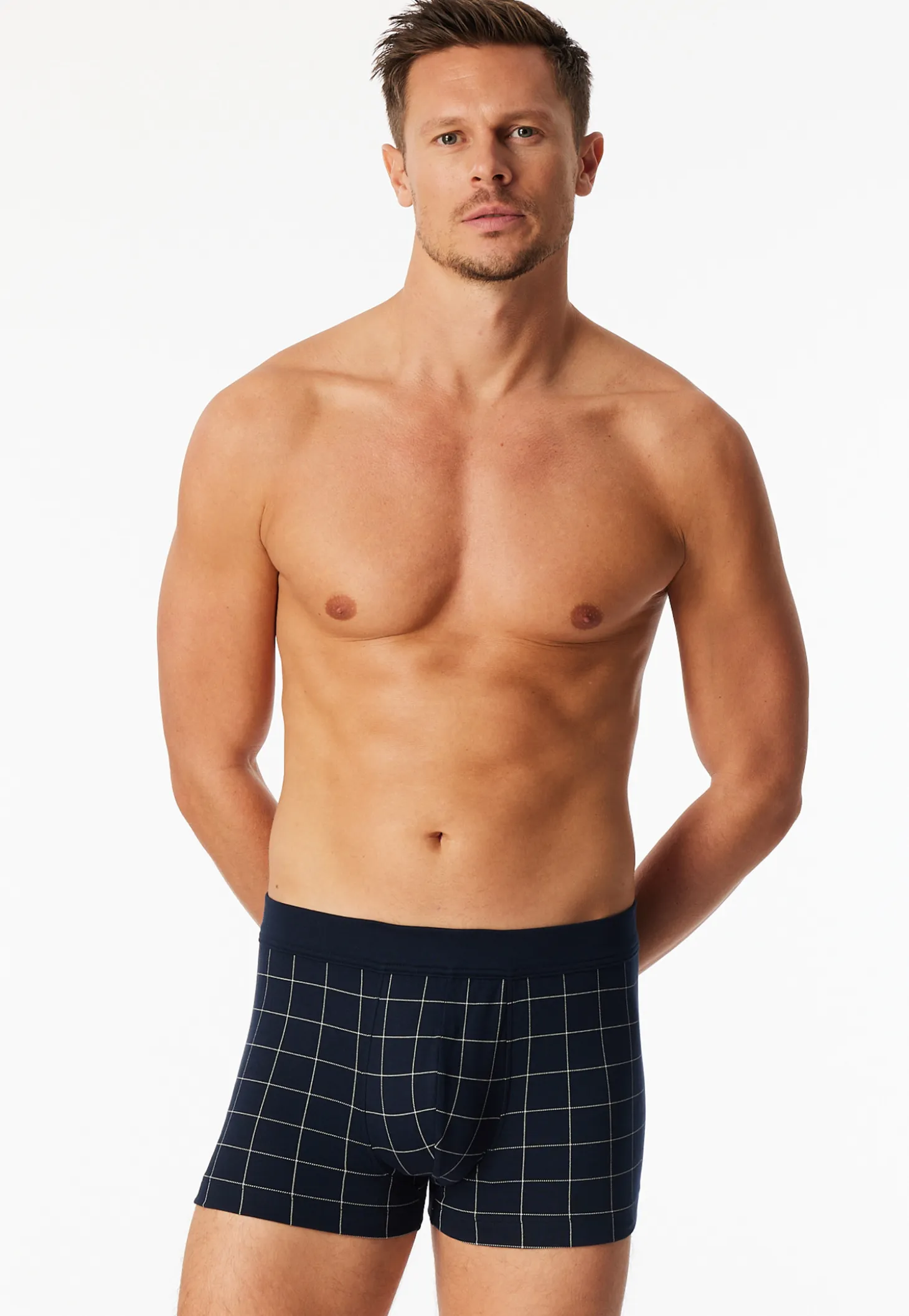 Shorts Feininterlock kariert nachtblau - Fine Interlock