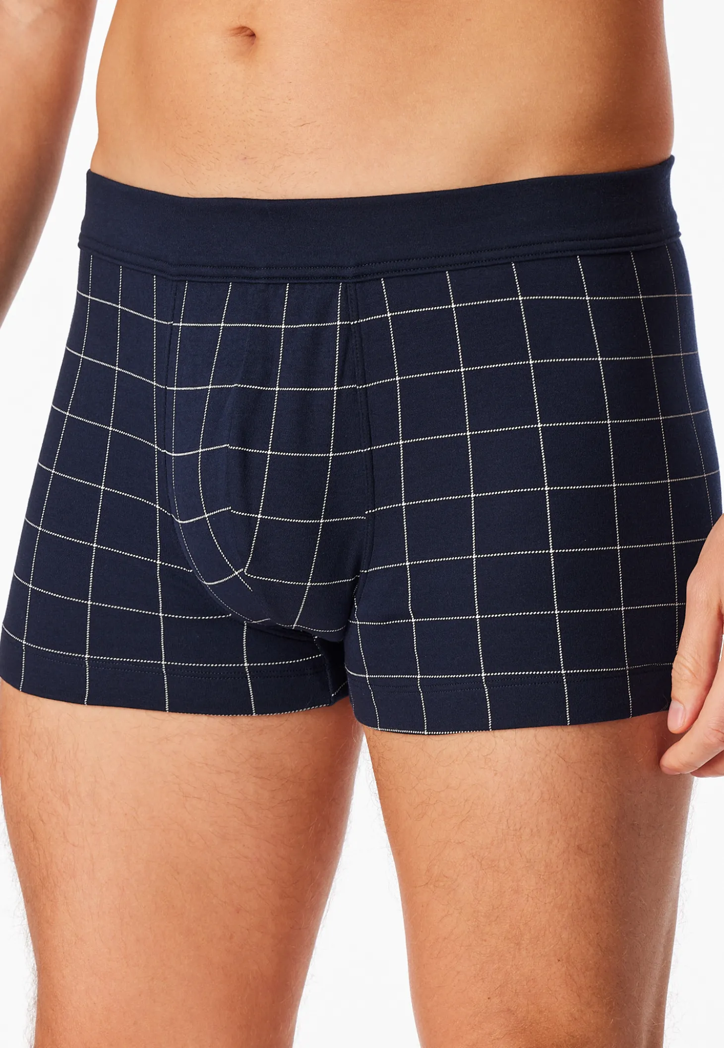 Shorts Feininterlock kariert nachtblau - Fine Interlock