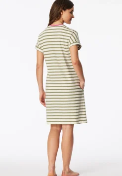 Sleepshirt kurzarm Streifen linde - Casual Essentials