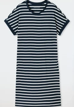 Sleepshirt kurzarm Streifen nachtblau - Casual Essentials