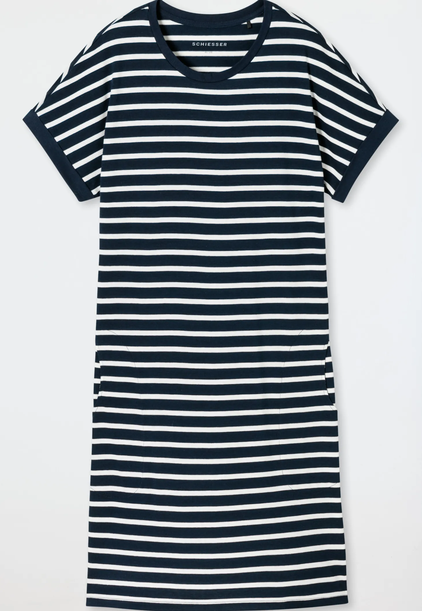 Sleepshirt kurzarm Streifen nachtblau - Casual Essentials