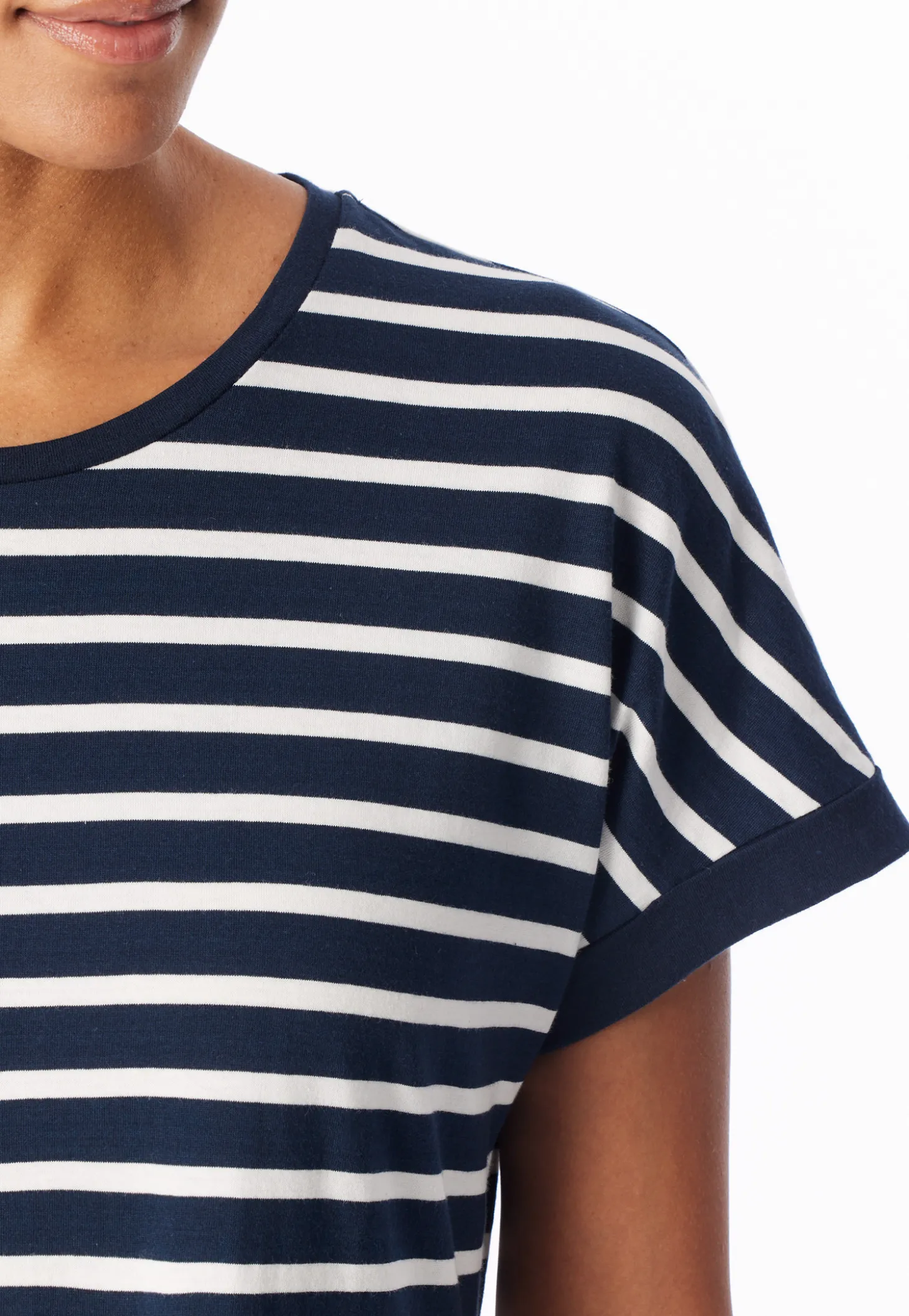 Sleepshirt kurzarm Streifen nachtblau - Casual Essentials