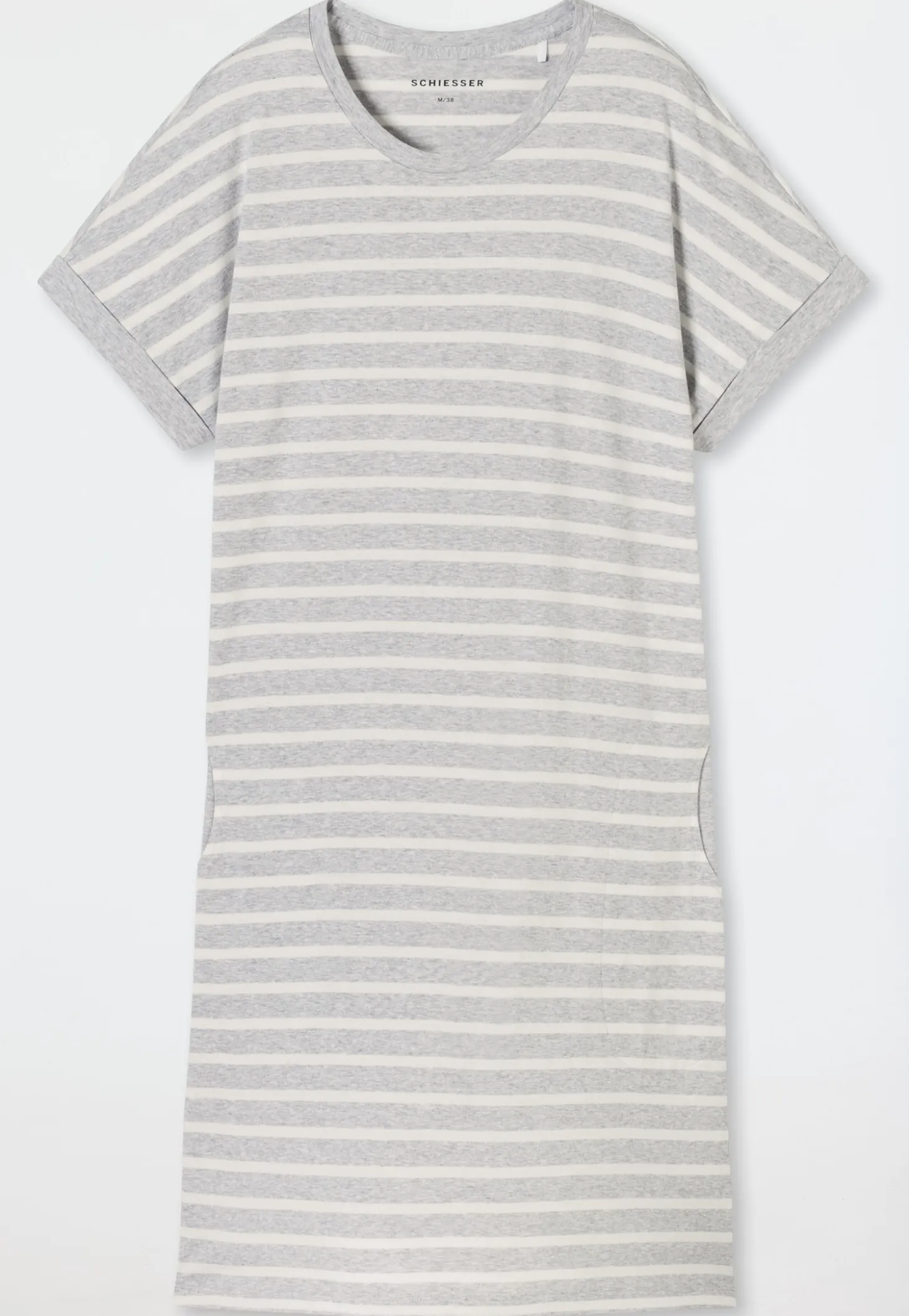 Sleepshirt kurzarm Streifen silbergrau-meliert - Casual Essentials