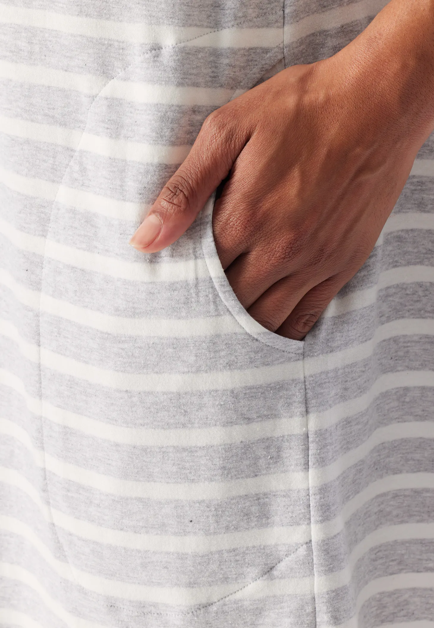 Sleepshirt kurzarm Streifen silbergrau-meliert - Casual Essentials