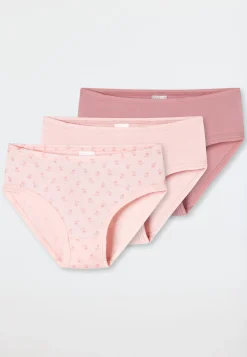 Slips 3er-Pack Blümchen rosa - Fine Rib