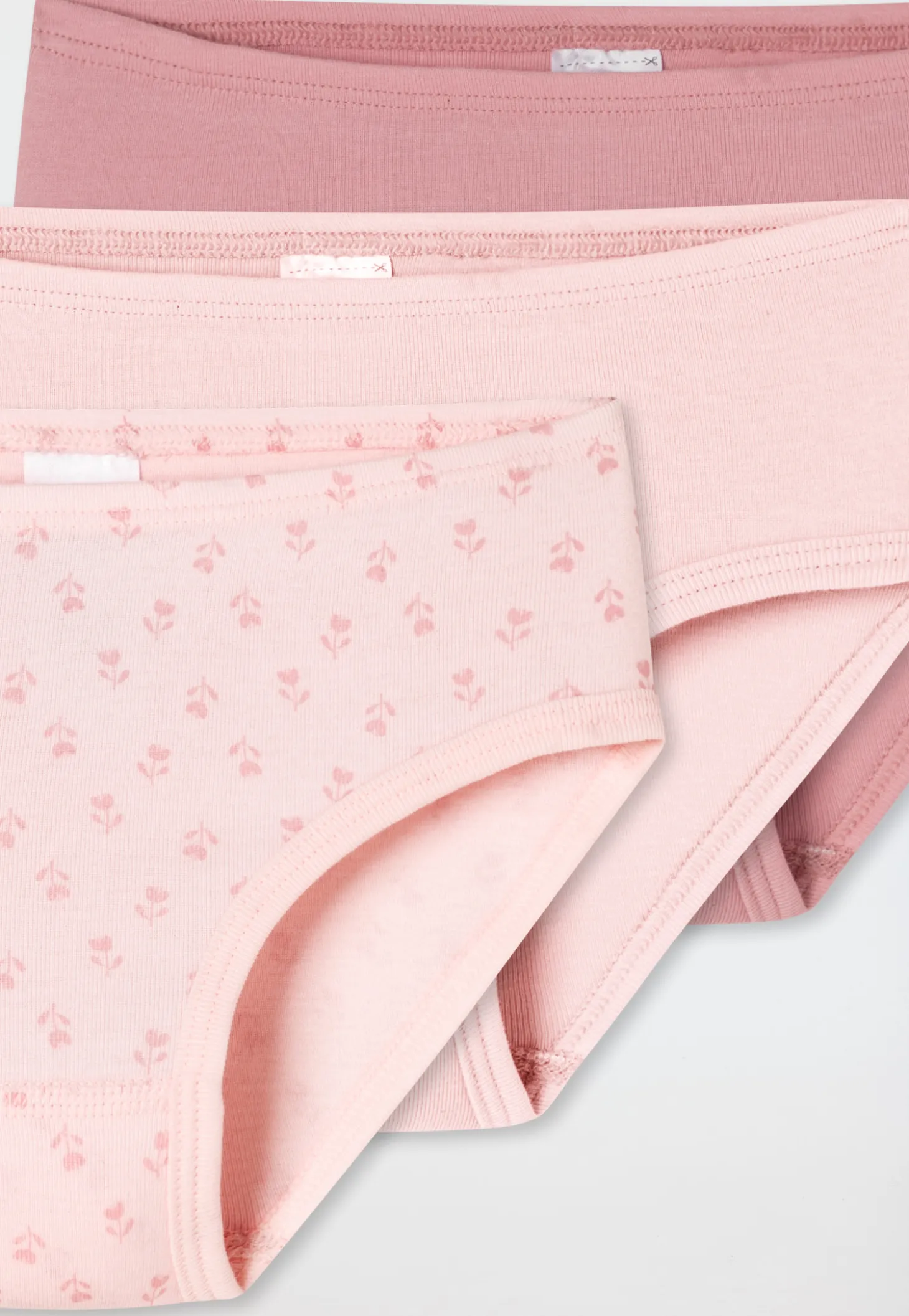 Slips 3er-Pack Blümchen rosa - Fine Rib