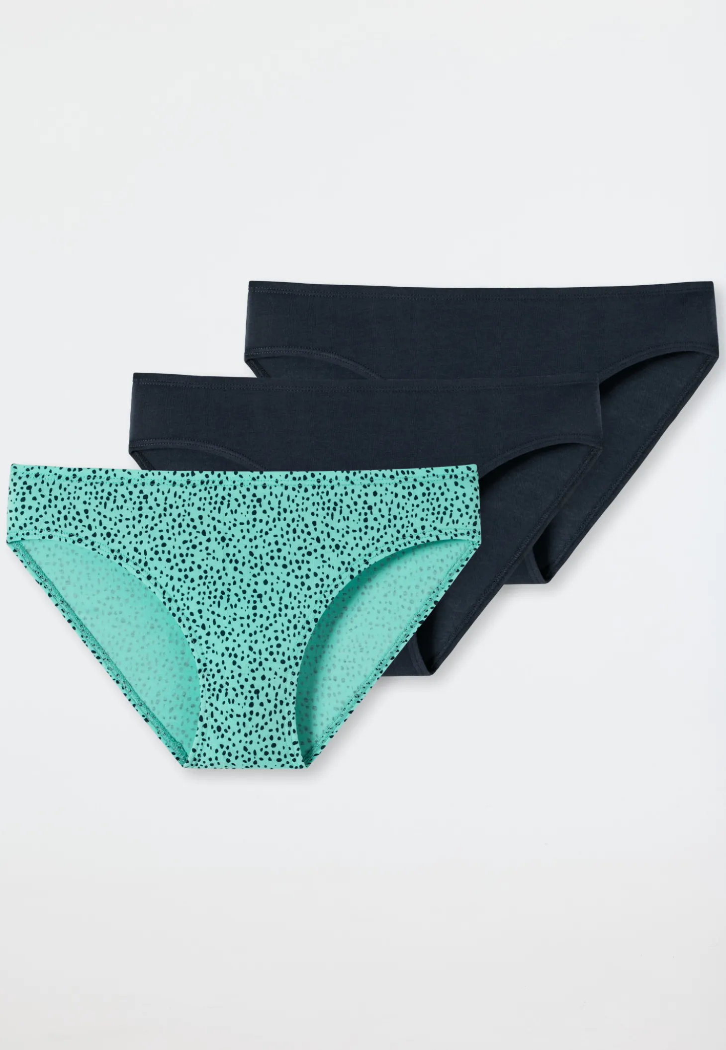 Slips 3er-Pack dunkelblau/schwarze Punkte auf Mint - 95/5