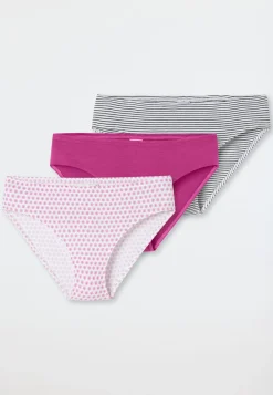 Slips 3er-Pack Ringel Blümchen mehrfarbig - 95/5
