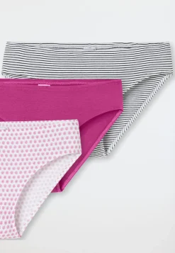 Slips 3er-Pack Ringel Blümchen mehrfarbig - 95/5