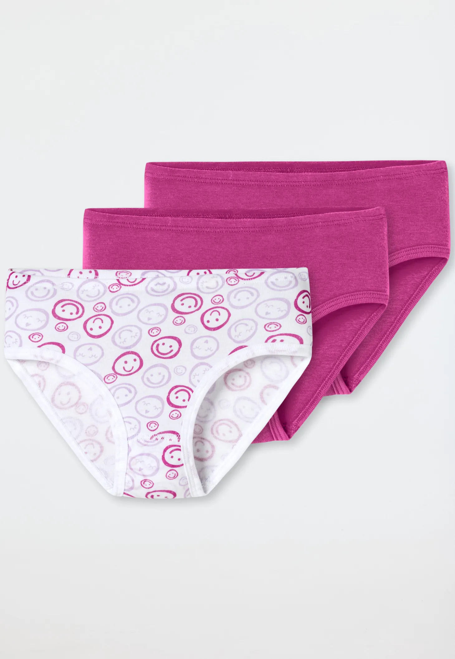 Slips 3er-Pack Smileys pink/weiß - Fine Rib