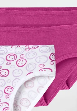 Slips 3er-Pack Smileys pink/weiß - Fine Rib