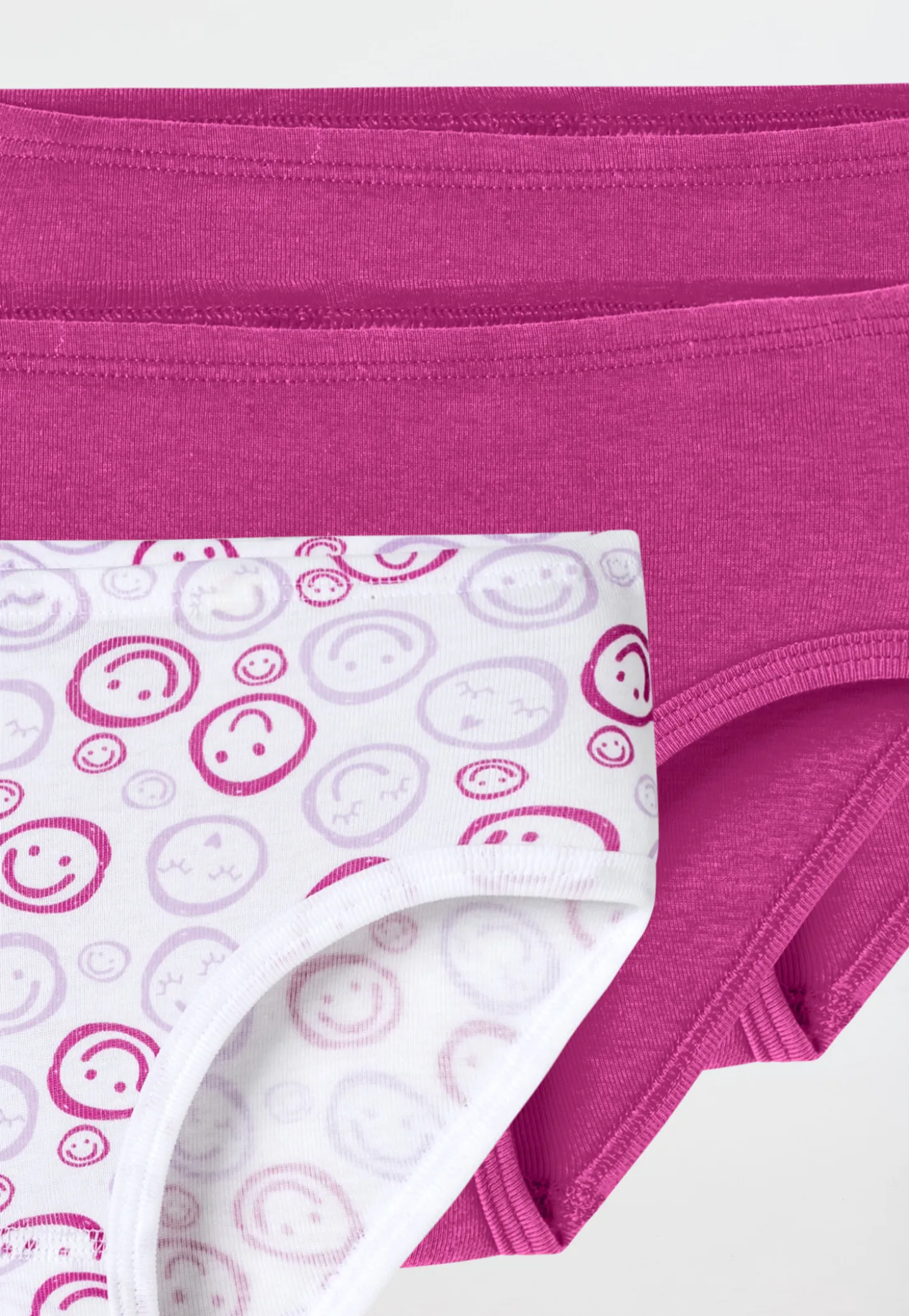 Slips 3er-Pack Smileys pink/weiß - Fine Rib