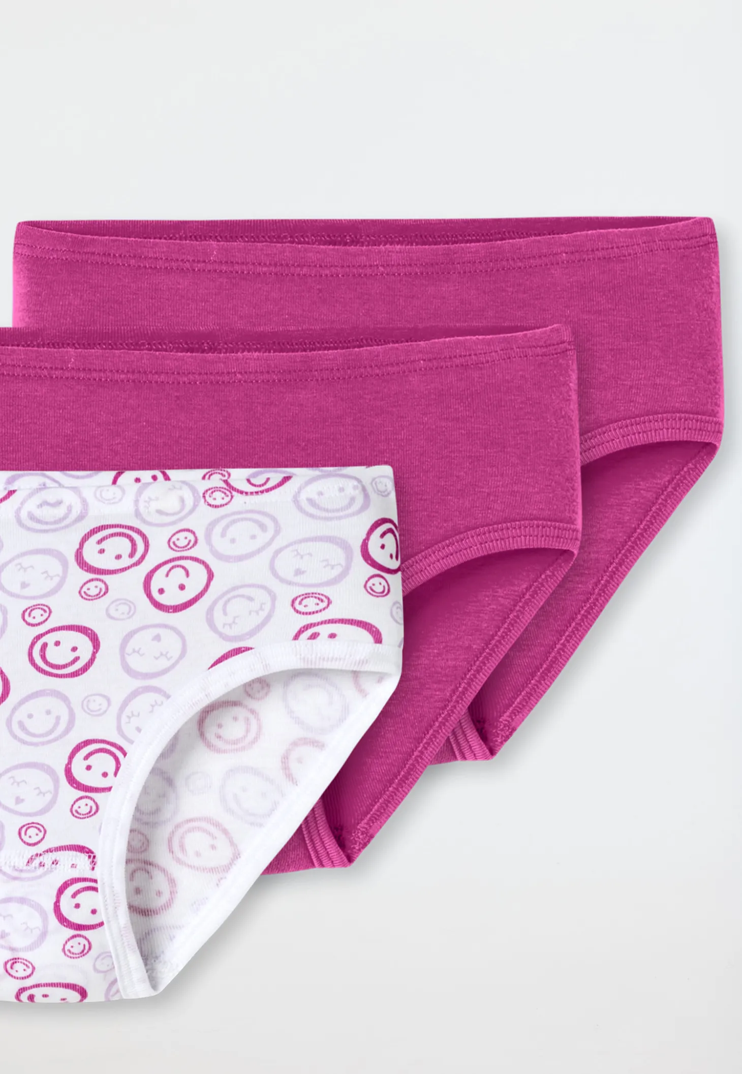 Slips 3er-Pack Smileys pink/weiß - Fine Rib