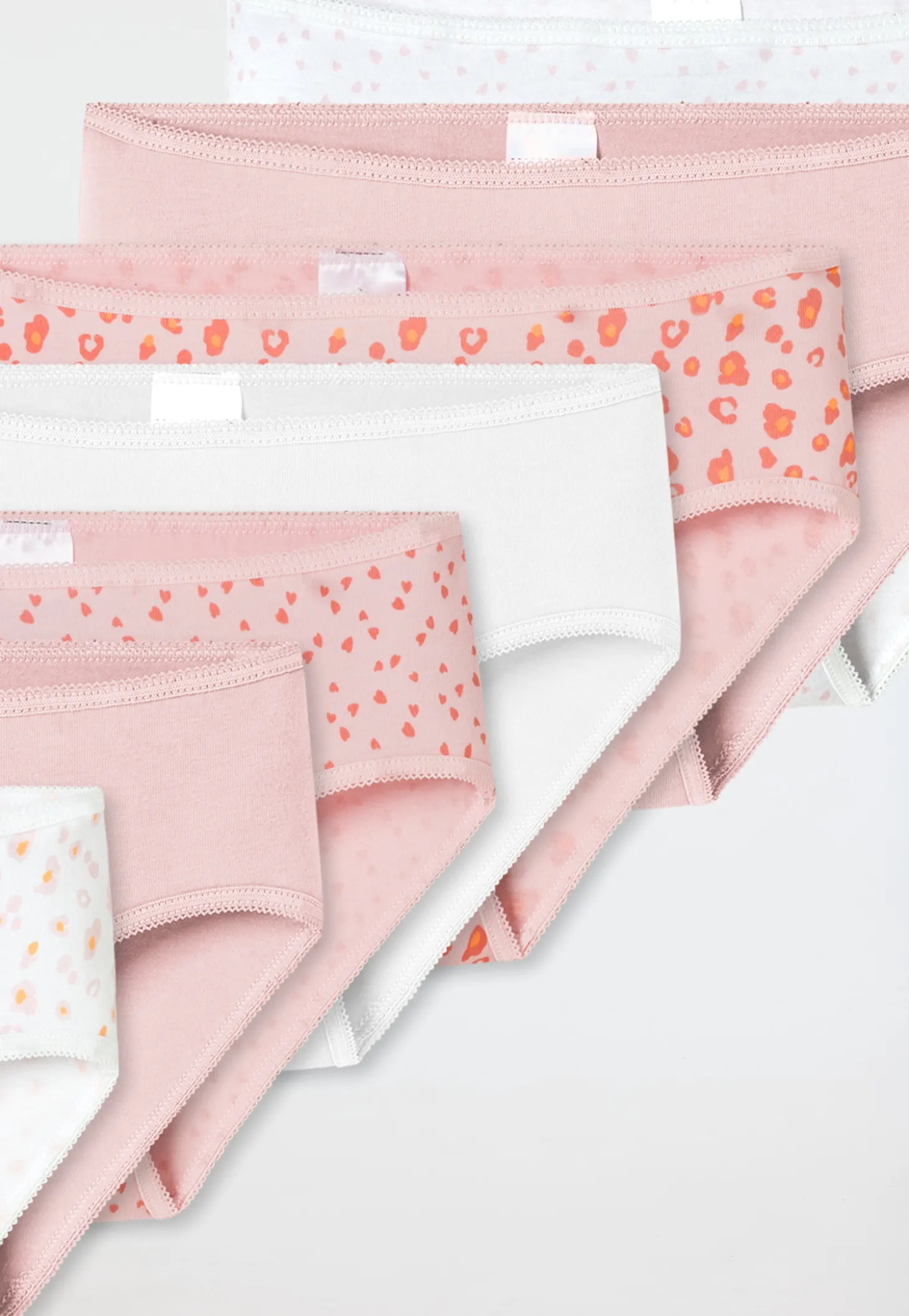 Slips 7er-Pack Softbund Herzen Leoprint mehrfarbig - 95/5