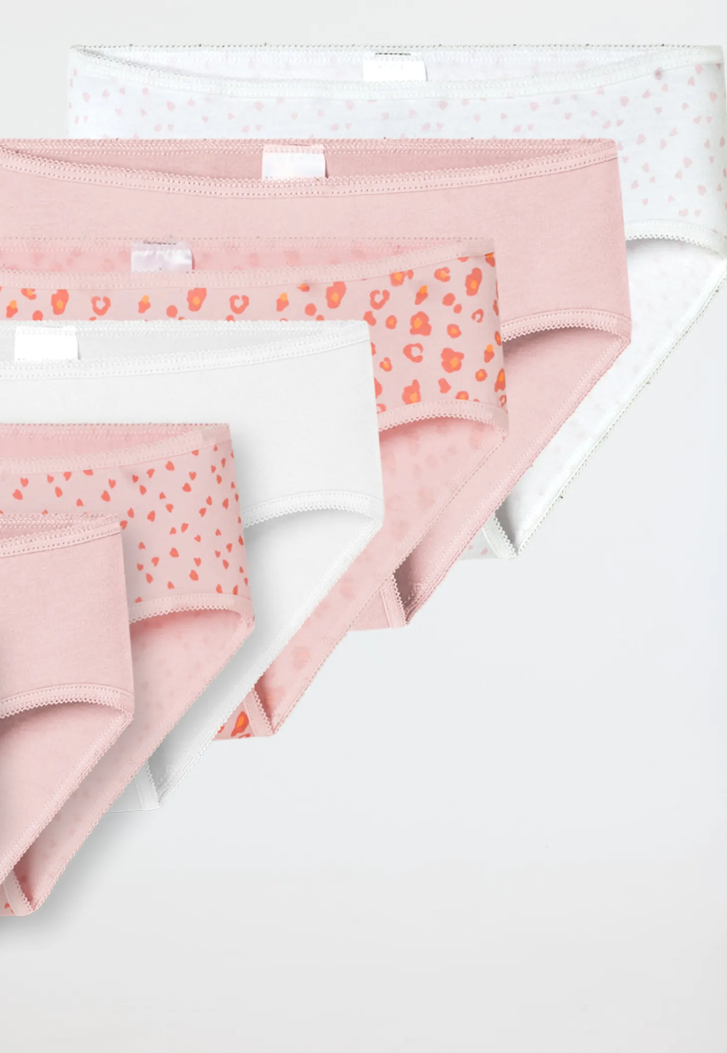 Slips 7er-Pack Softbund Herzen Leoprint mehrfarbig - 95/5