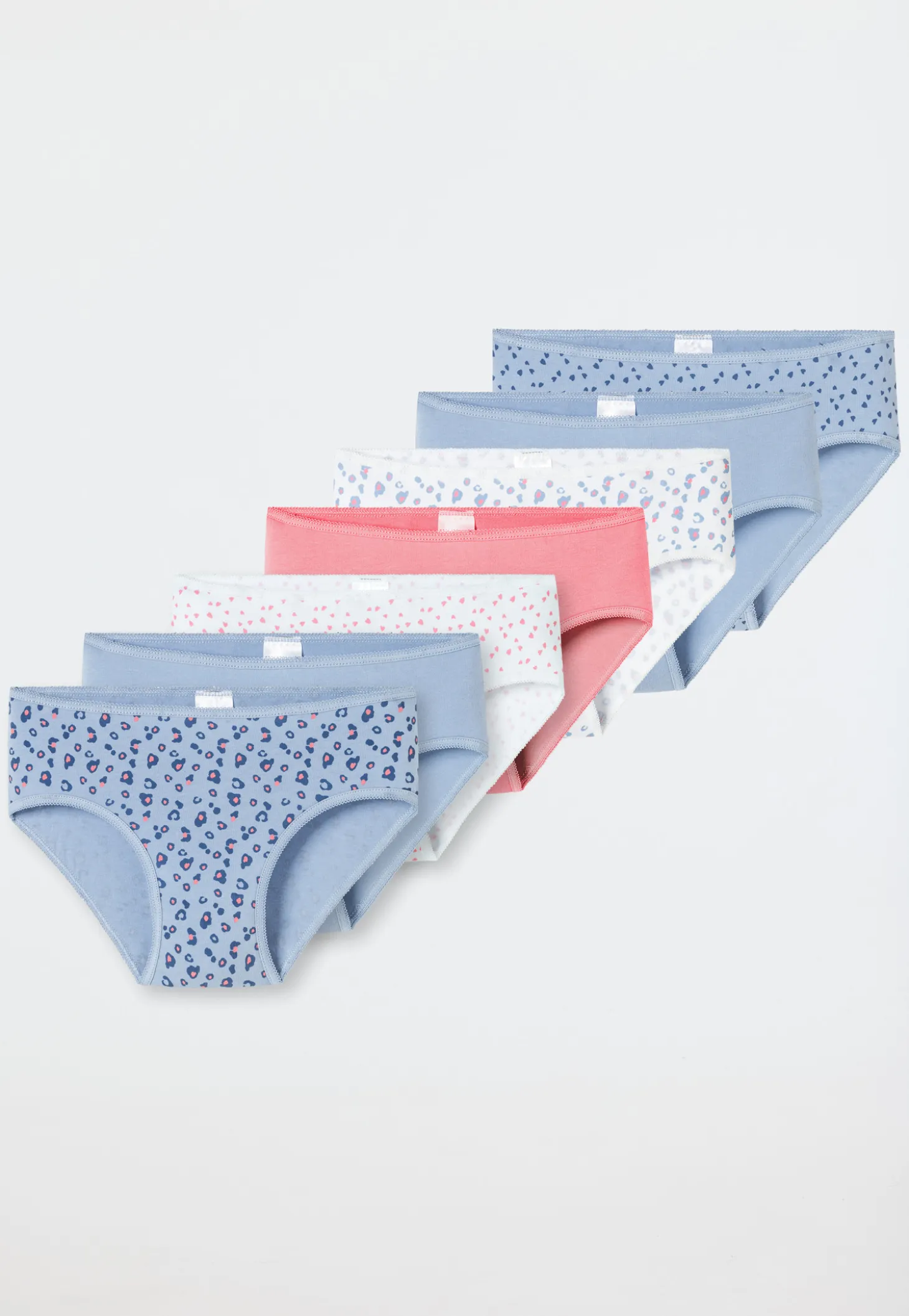 Slips 7er-Pack Softbund Herzen Leoprint mehrfarbig - 95/5