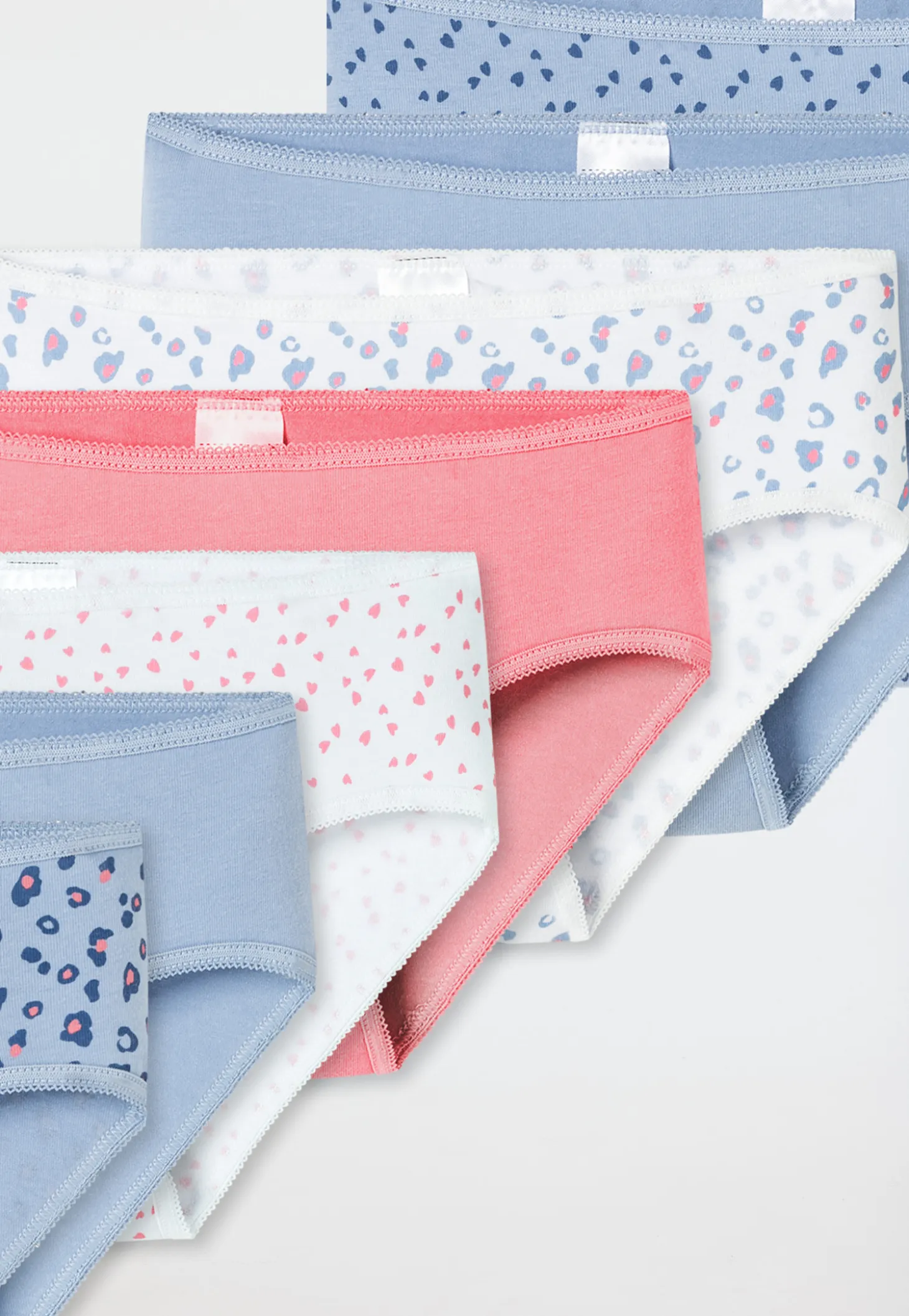 Slips 7er-Pack Softbund Herzen Leoprint mehrfarbig - 95/5