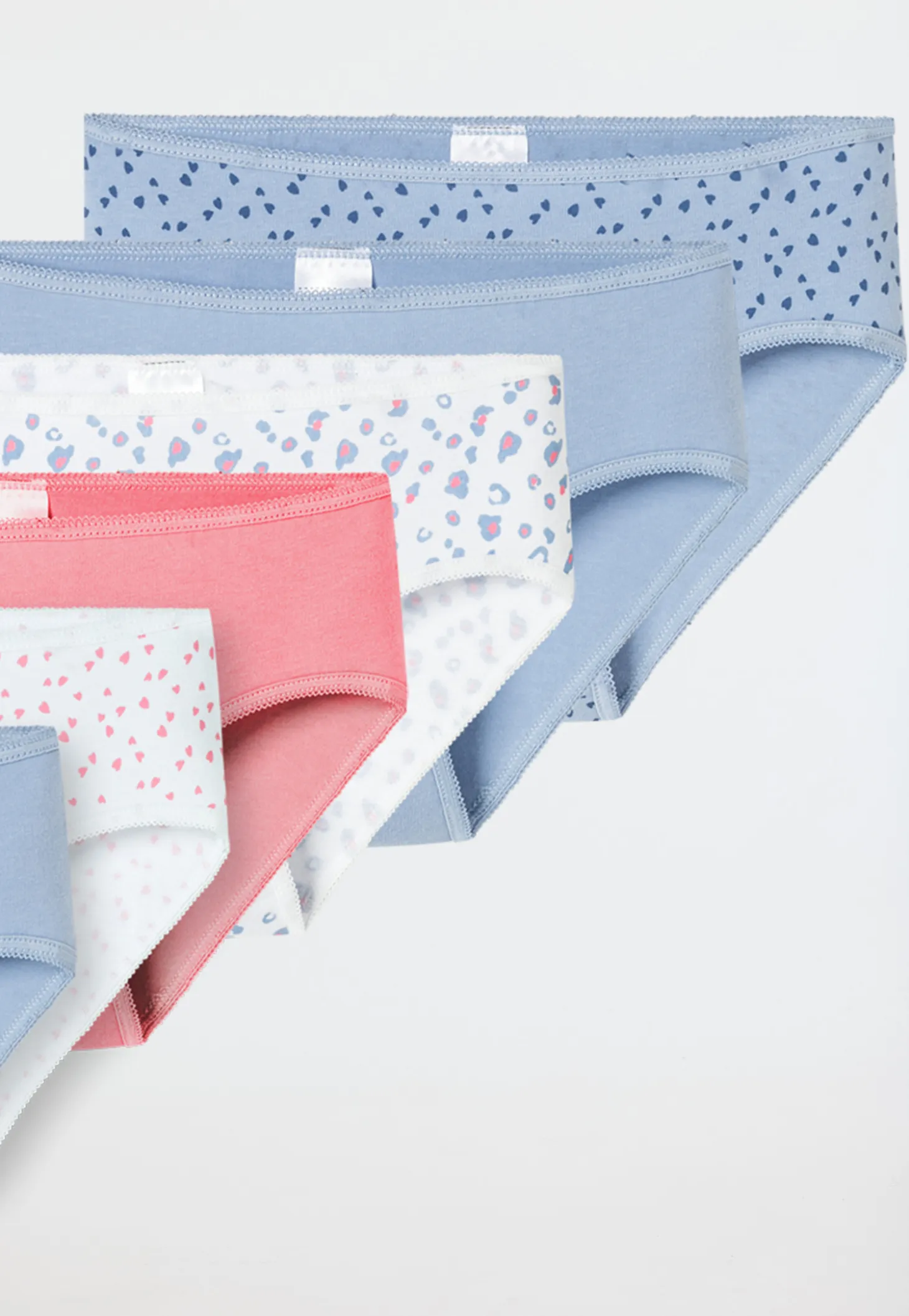Slips 7er-Pack Softbund Herzen Leoprint mehrfarbig - 95/5