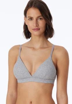Soft-BH Doppelripp herausnehmbare Pads grau meliert - Pure Rib