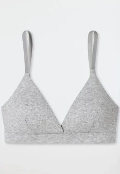 Soft-BH Doppelripp herausnehmbare Pads grau meliert - Pure Rib