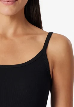 Spaghettitop Doppelripp Organic Cotton schwarz - Pure Rib